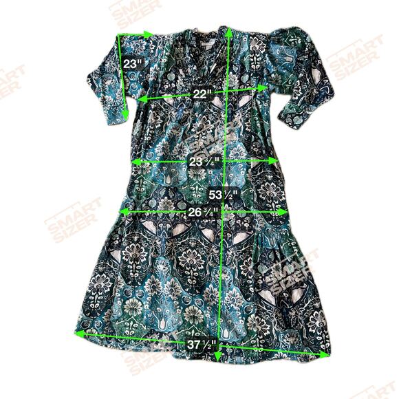 NWT Maria Cher Lugo Franca Maxi Dress Silk Cotton M Printed Pleat Placket Boho - Picture 9 of 9